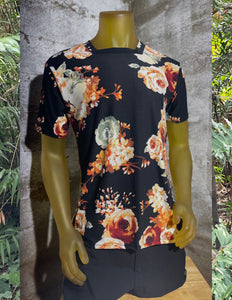 Square Neckline T-Shirt / Rose Garden