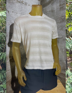 Square Neckline T-Shirt / Knit Shadow Stripe